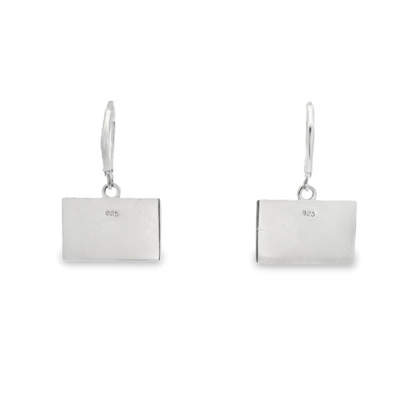 Sterling Silver Enamel Big Red Citadel Flag Earrings - Small