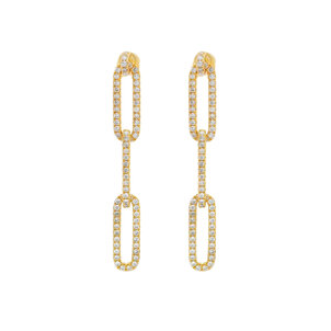 14KY 1.43ct Lab Dia Paperclip Dangle Post Earrings