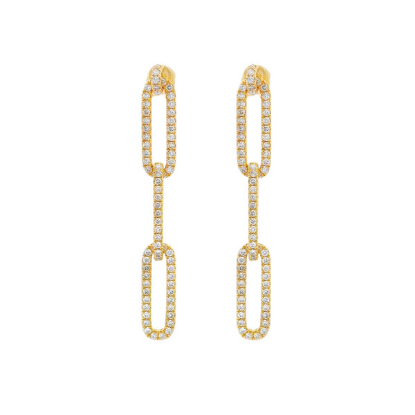 14K Yellow Gold 1.43ct Lab Grown Diamond Paperclip Dangle Post Earrings
