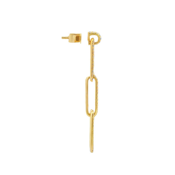 14K Yellow Gold 1.43ct Lab Grown Diamond Paperclip Dangle Post Earrings
