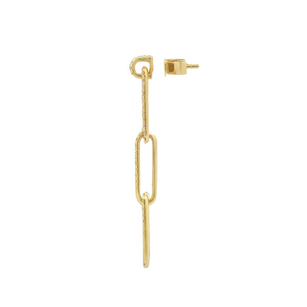 14K Yellow Gold 1.43ct Lab Grown Diamond Paperclip Dangle Post Earrings