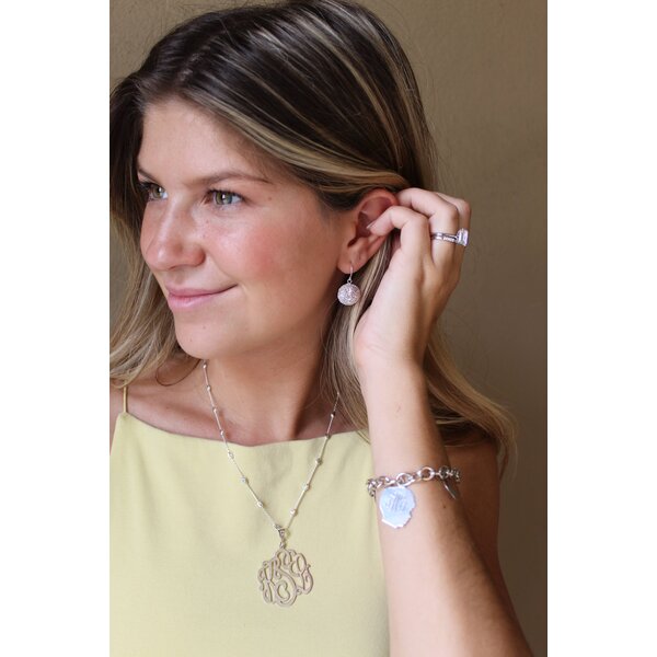 Sterling Silver Round Diamond Cut Sweetgrass Dangle Earrings