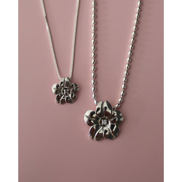 Sterling Silver Gold Creations Original Cubic Zirconia Brushed Yellow Jessamine Pendant Small