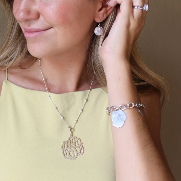 Sterling Silver Cut Out Monogram Script Pendant