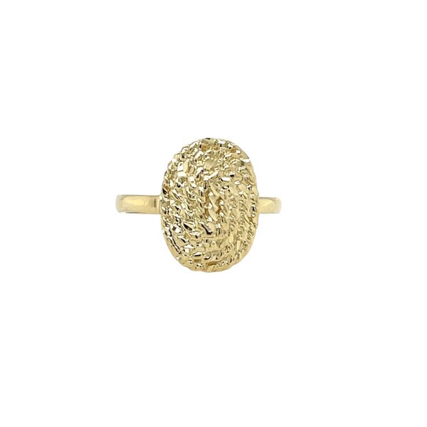 14K Yellow Gold Oval Diamond Cut Sweetgrass Ring