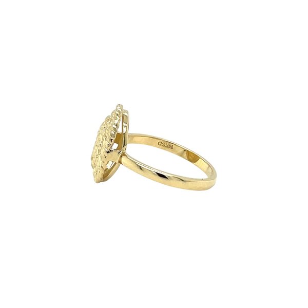 14K Yellow Gold Oval Diamond Cut Sweetgrass Ring