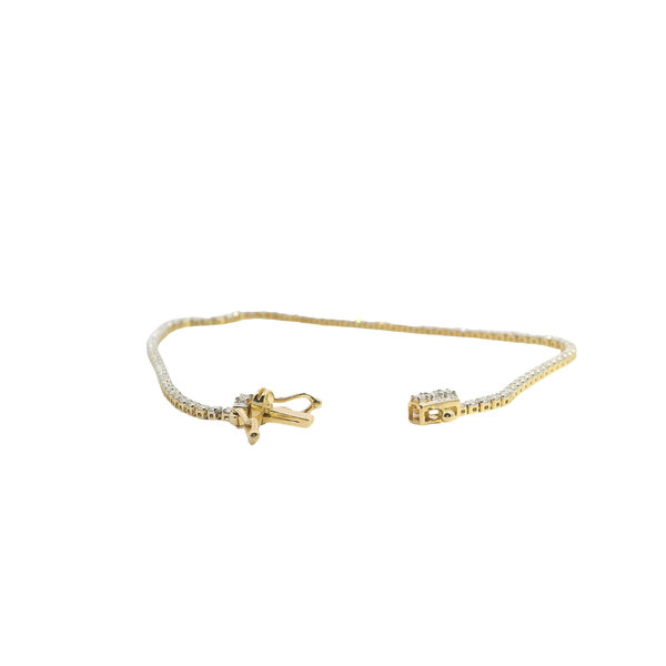 14K Yellow Gold 1ct Round Lab Grown Diamond Tennis Bracelet 6.5"