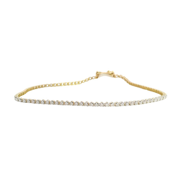 14K Yellow Gold 1ct Round Lab Grown Diamond Tennis Bracelet 6.5"