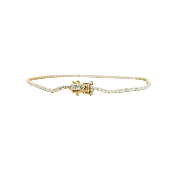 14K Yellow Gold 1ct Round Lab Grown Diamond Tennis Bracelet 6.5"