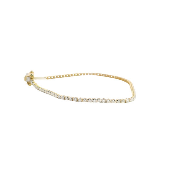14K Yellow Gold 1ct Round Lab Grown Diamond Tennis Bracelet 6.5"