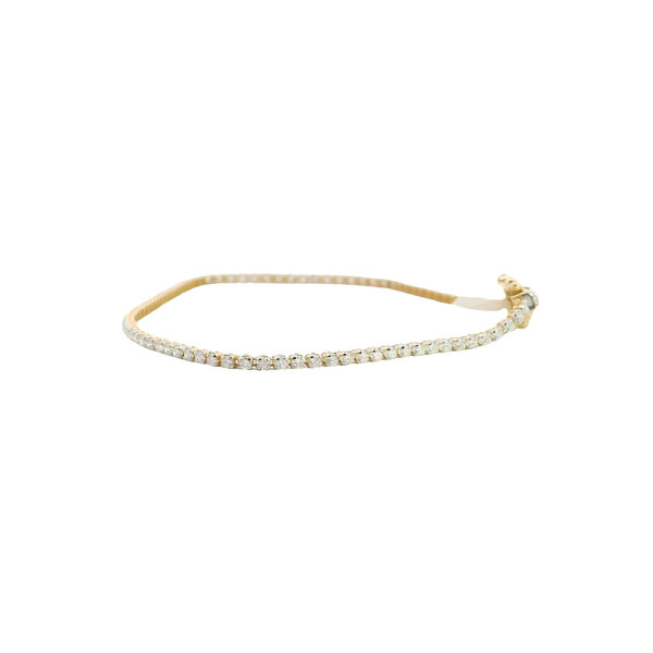 14K Yellow Gold 1ct Round Lab Grown Diamond Tennis Bracelet 6.5"
