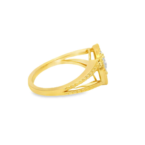 14K Yellow Gold Gold Creations Original .11ct Diamond Rope Compass Rose Ring Size 7