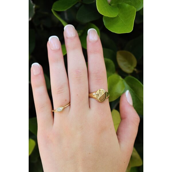 14K Yellow Gold .22ct Lab Grown Marquise Diamond East to West Ring Size 6.5