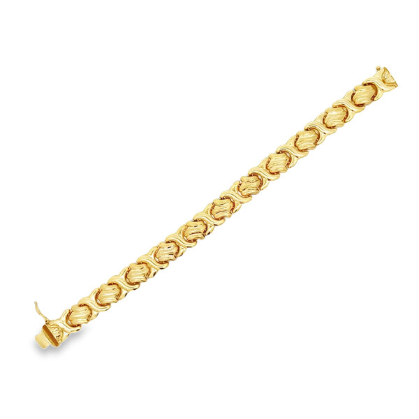 14K Yellow Gold 1970's 10mm X Link Bracelet 7.25"