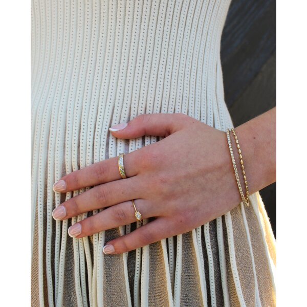 14K Yellow Gold .32ct Diamond Gypsy Set Brushed Finish Band Size 7