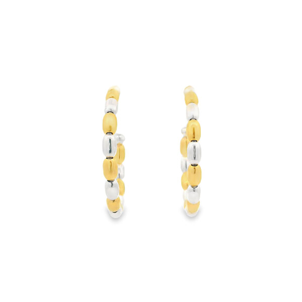 Gold Filled/Sterling Silver Alternating Rice Bead 29mm Hoop