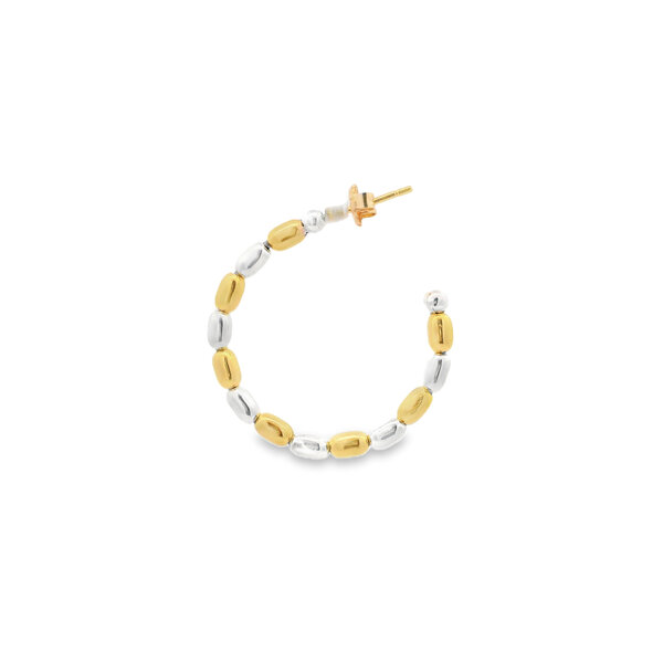 Gold Filled/Sterling Silver Alternating Rice Bead 29mm Hoop