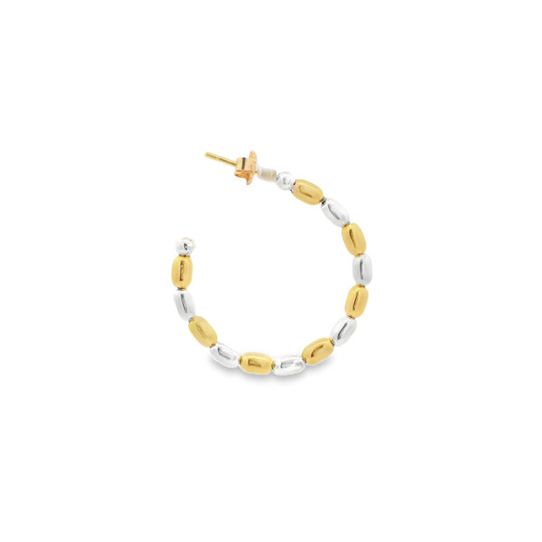 Gold Filled/Sterling Silver Alternating Rice Bead 29mm Hoop