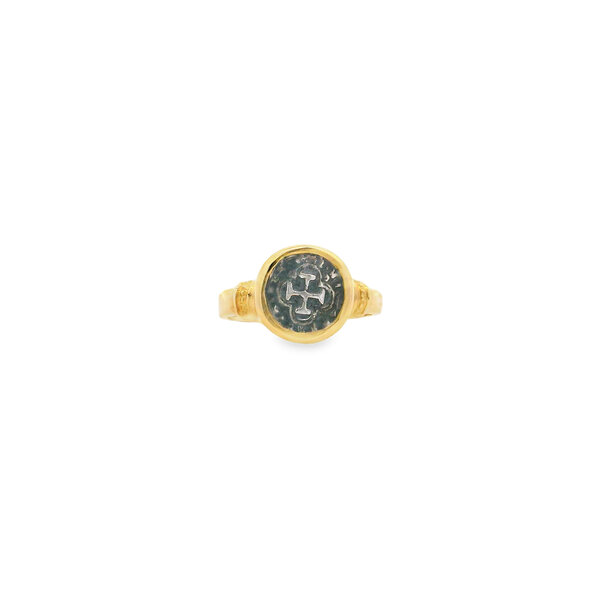 14K Yellow Gold/Sterling Silver Replica Atocha Coin Ring Size 7