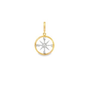 14KYW .11ct Dia Rope Edge Compass Small (Yellow Out/White In)