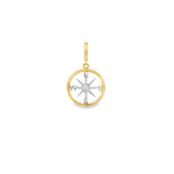 14K Yellow & White Gold .11ct Diamond Rope Edge Compass Small (Yellow Out/White In)