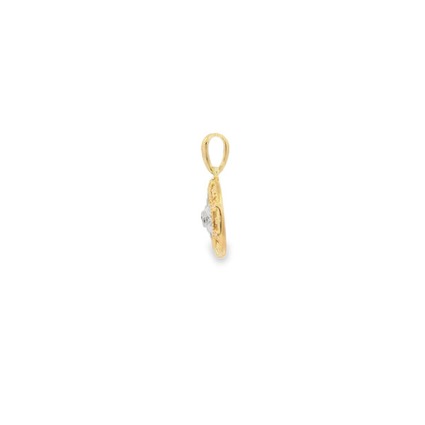 14K Yellow & White Small .03ct Diamond & .02ct Sapphire Compass Rose Pendant