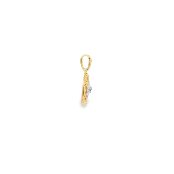 14K Yellow & White Small .03ct Diamond & .02ct Sapphire Compass Rose Pendant