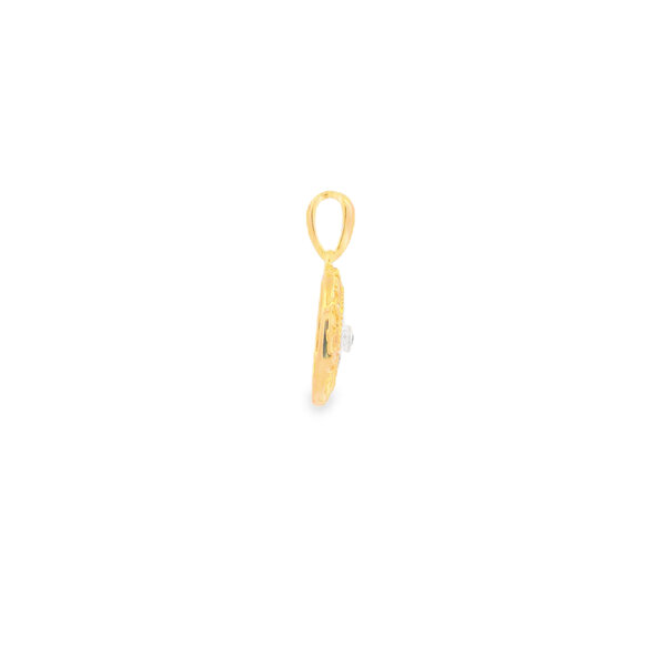 14K Yellow & White Gold .01ct Emerald & .03ct Diamond Compass Pendant Small