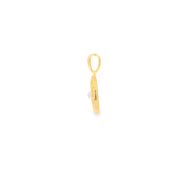 14K Yellow & White Gold .01ct Emerald & .03ct Diamond Compass Pendant Small