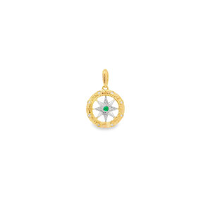 14KYW .01ct Em .03ct Dia Compass SM PD