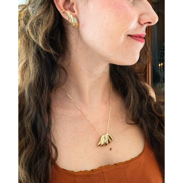 14KY 1970's-80's .30ct Diamond Structural Necklace 20x33mm 18"