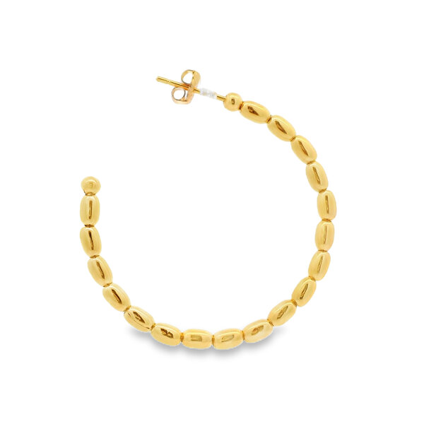 Gold Filled Medium Rice Bead Hoops 32mm