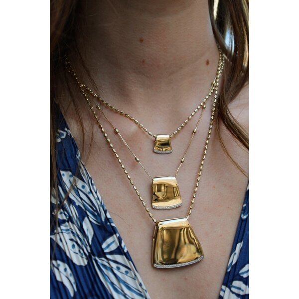 14K Yellow Gold .08ct Diamond Mini Slide with Hand Engraving