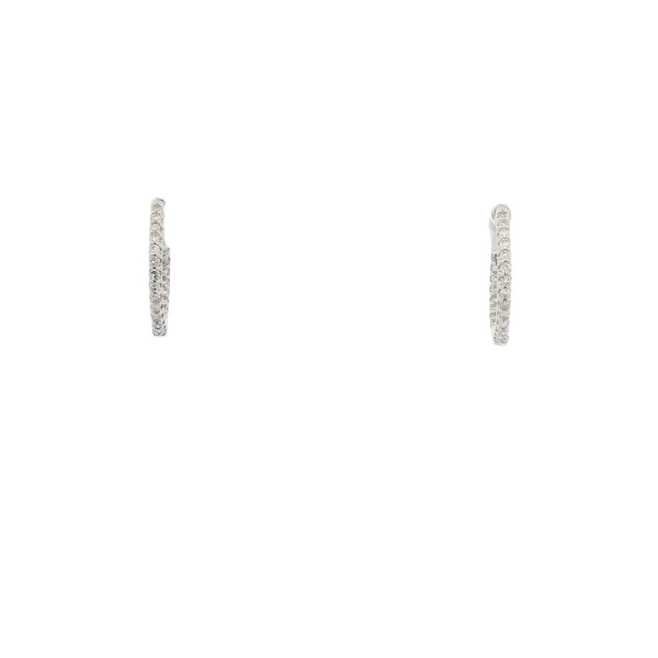 14K White Gold .25ct Diamond 1.5x13.5mm Inside Out Huggie Hoops