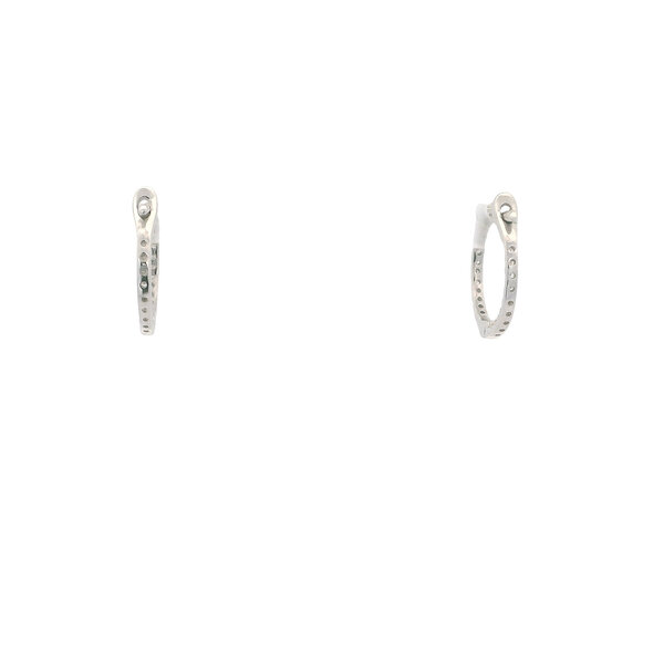 14K White Gold .25ct Diamond 1.5x13.5mm Inside Out Huggie Hoops