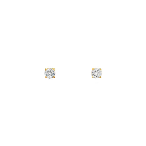 14K Yellow Gold .50ct Round Lab Grown Diamond Solitaire Post Earrings
