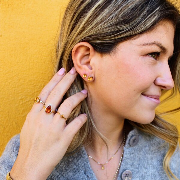 14K Yellow Gold 2.20ct Oval Citrine Post Earrings