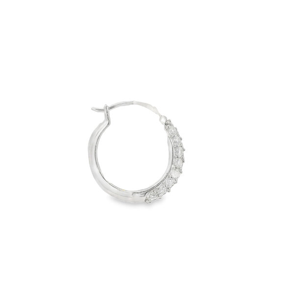 Sterling Silver Triple Row Cubic Zirconia Hoops 4.8x17mm