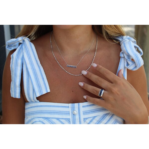 Platinum 1940's 1.55ct Sapphire & .68ct Diamond Art Deco Bar Ring Size 5.5