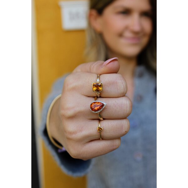 14K Yellow Gold 1.80ct Square Citrine & .16ct Diamond Bezel Ring Size 7.25