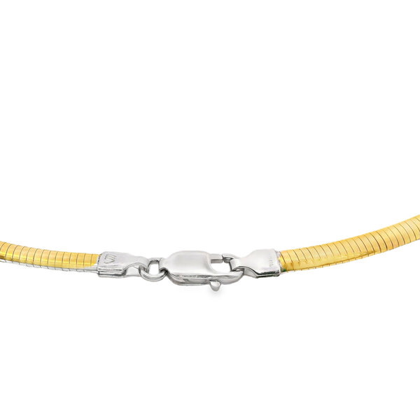 10K Yellow and White Gold 2.8mm Reversible Omega Necklace 17"