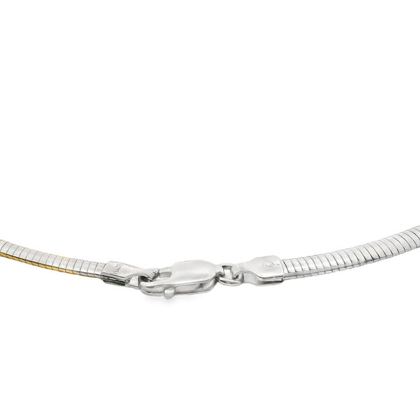 10K Yellow and White Gold 2.8mm Reversible Omega Necklace 17"