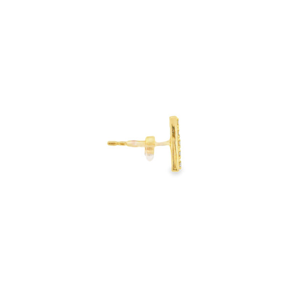 14K Yellow Gold .15ct Diamond Bar 9mm Post Earrings