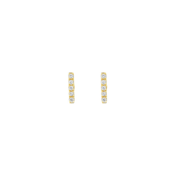 14K Yellow Gold .15ct Diamond Bar 9mm Post Earrings