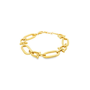 14KY Polished Oval Link Bracelet 7.5"-8.5"