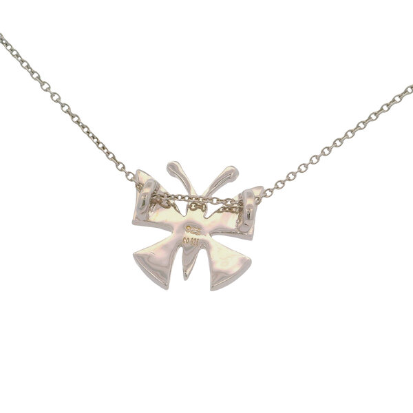 Sterling Silver Synthetic Blue Opal Butterfly Necklace 18"