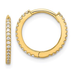 14KY 1.25mm 14.2mm CZ Huggie Hoops