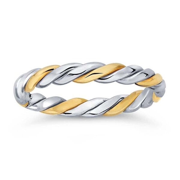 Sterling Silver & Gold Filled Twisted Rope Band