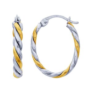 GF/SS 20mm Oval Twisted Hoops