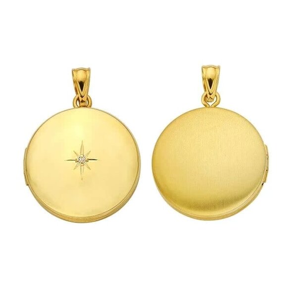 Gold Filled 28.5x20mm North Star Cubic Zirconia Locket